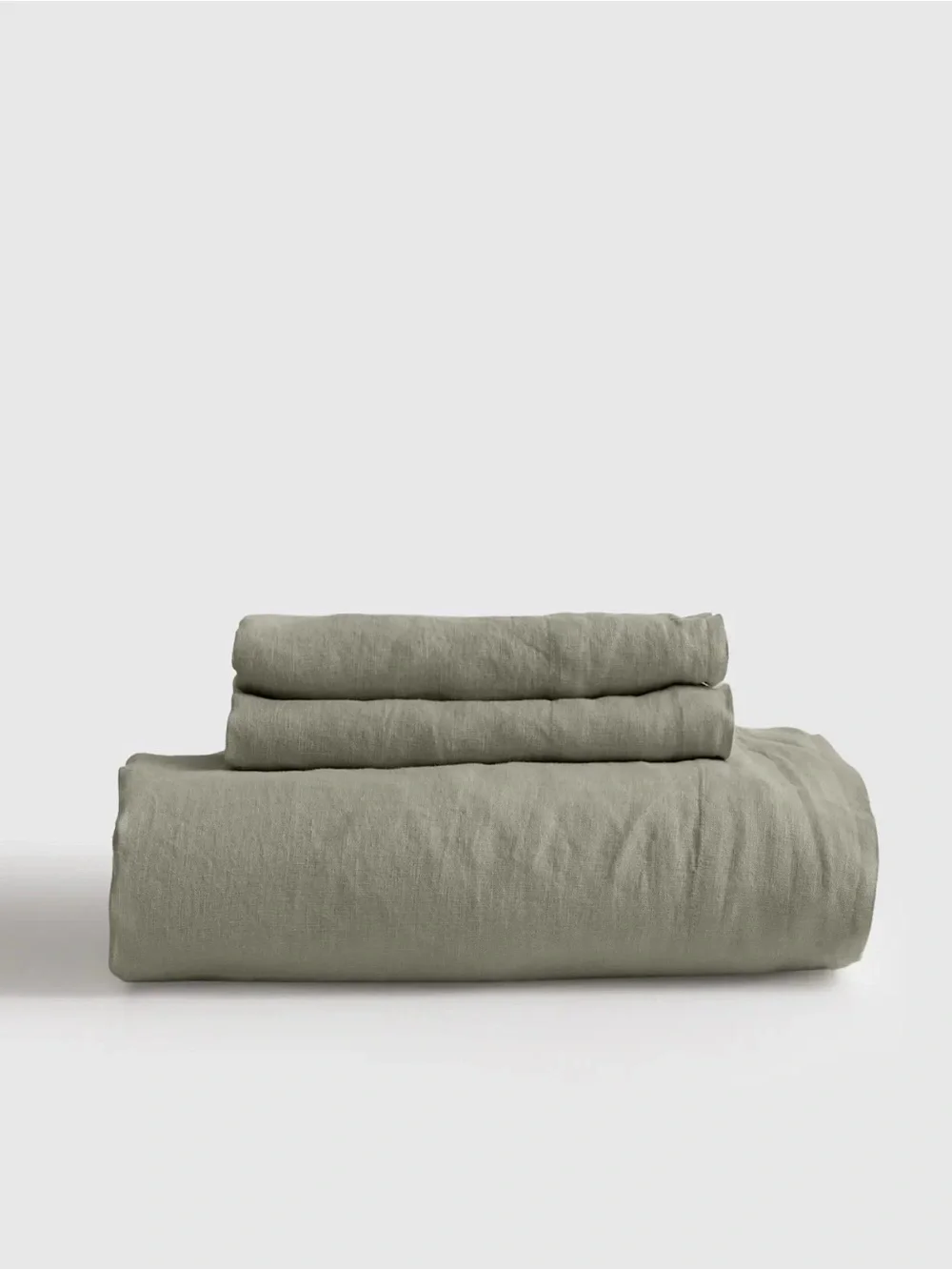 Queen European Linen Flat Sheet Set in Willow leaf - $124